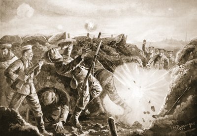 Private Chillingworth Assisting in Bombing the Enemy from a Trench Which They Had Captured by H. Ripperger